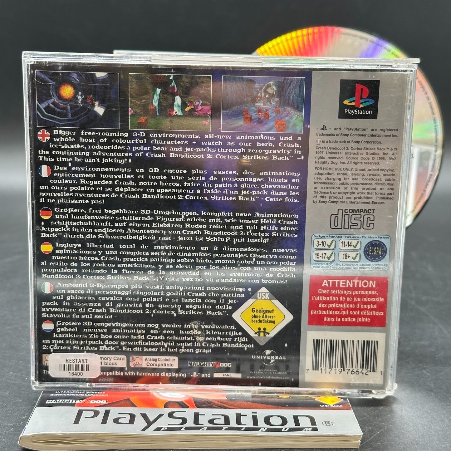 Crash Bandicoot 2 - Cortex Strikes Back (PlayStation 1, PS1) - CD aufpoliert ✅
