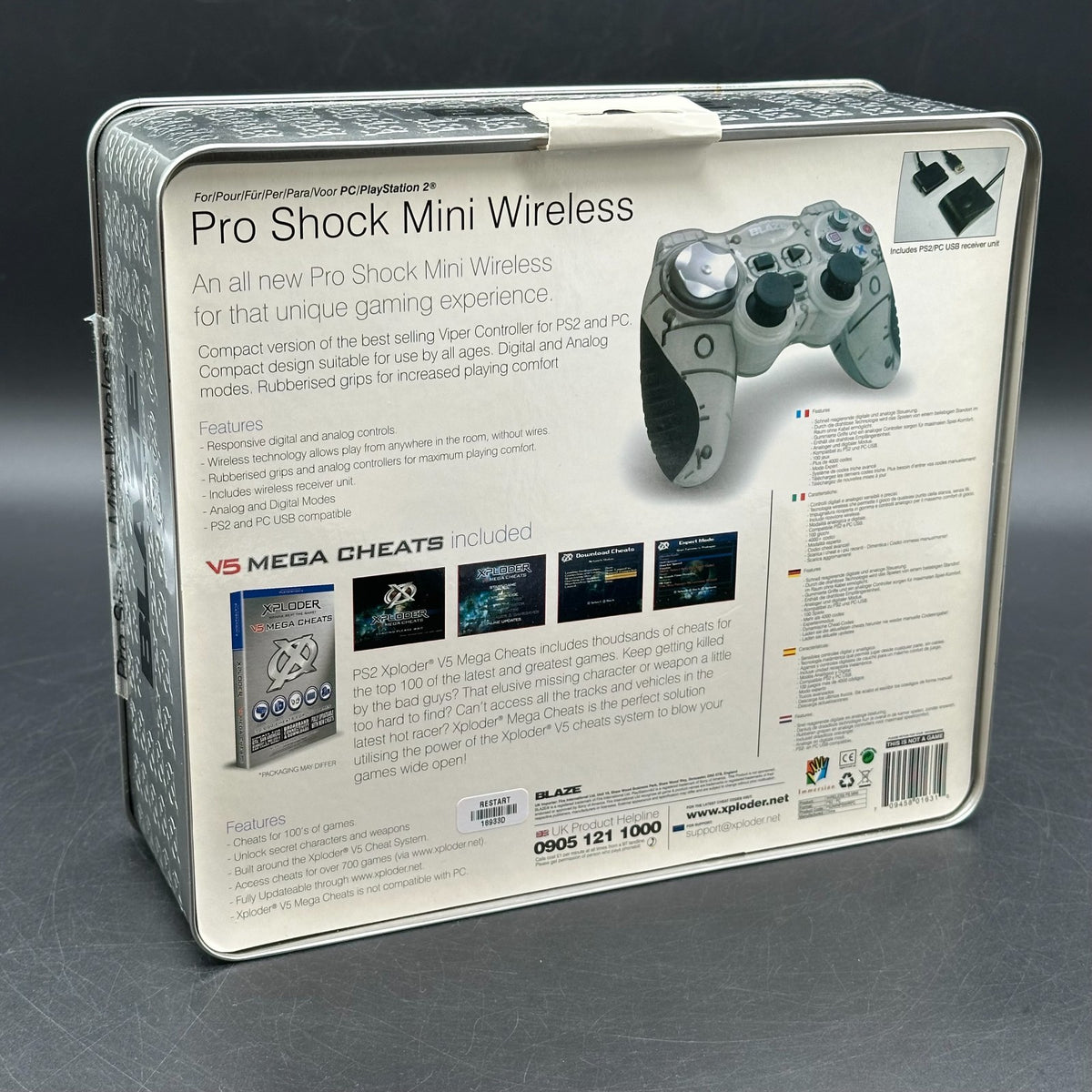 Blaze Pro Shock Mini Wireless Controller PS2 PC Silber OVP inkl. Xploder V5 Mega