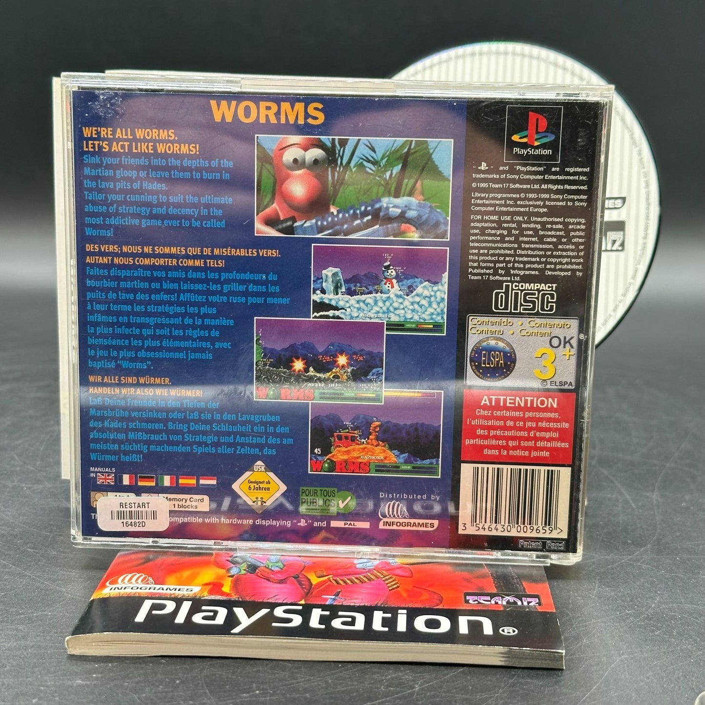 Worms (PlayStation 1, PS1) - CD aufpoliert ✅