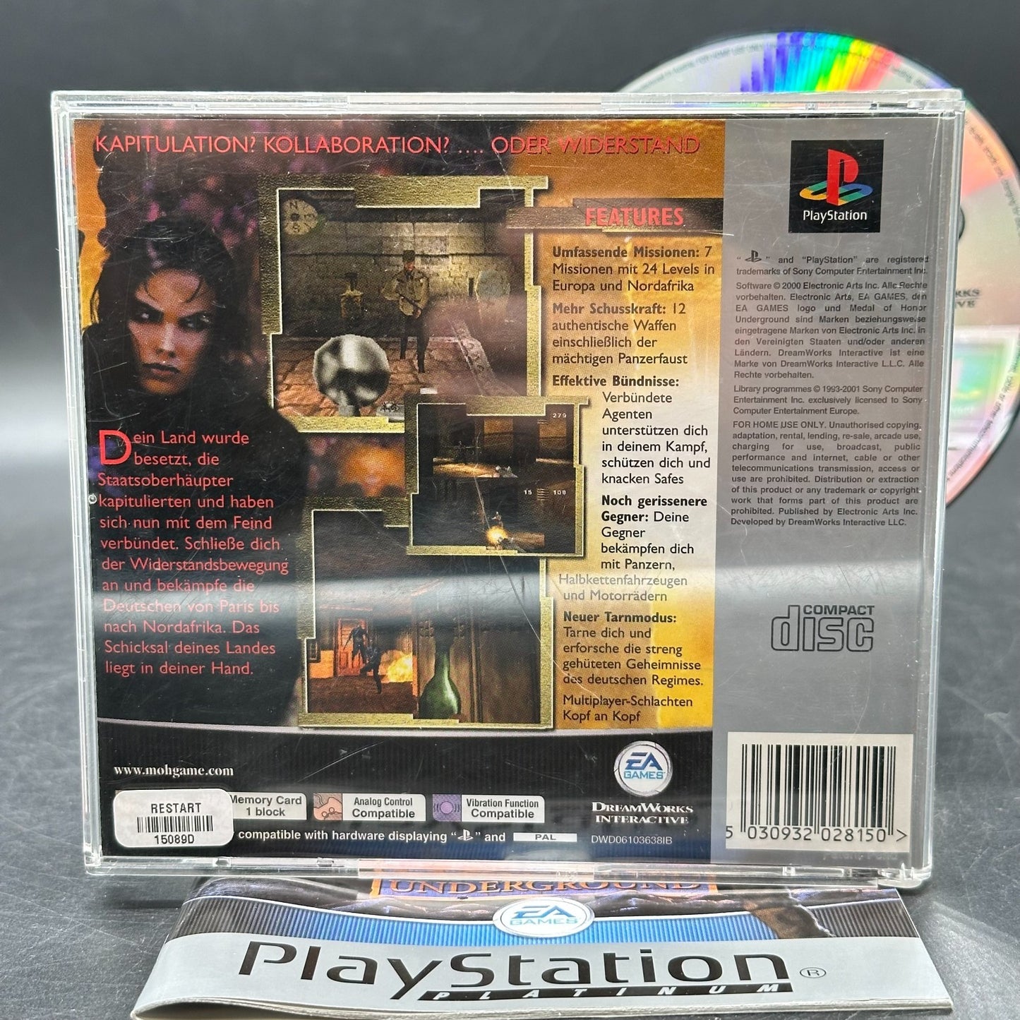 Medal Of Honor Underground (PS1, Playstation 1) mit Anleitung
