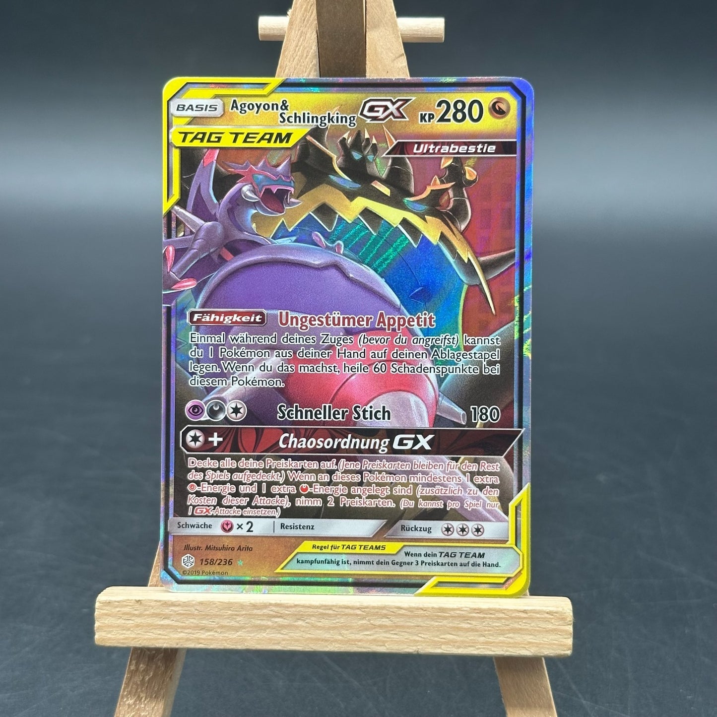 Pokémon TCG Agoyon & Schlingking GX 158/236 Welten im Wandel Holo DE 280