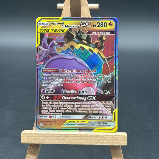 Pokémon TCG Agoyon & Schlingking GX 158/236 Welten im Wandel Holo DE 280