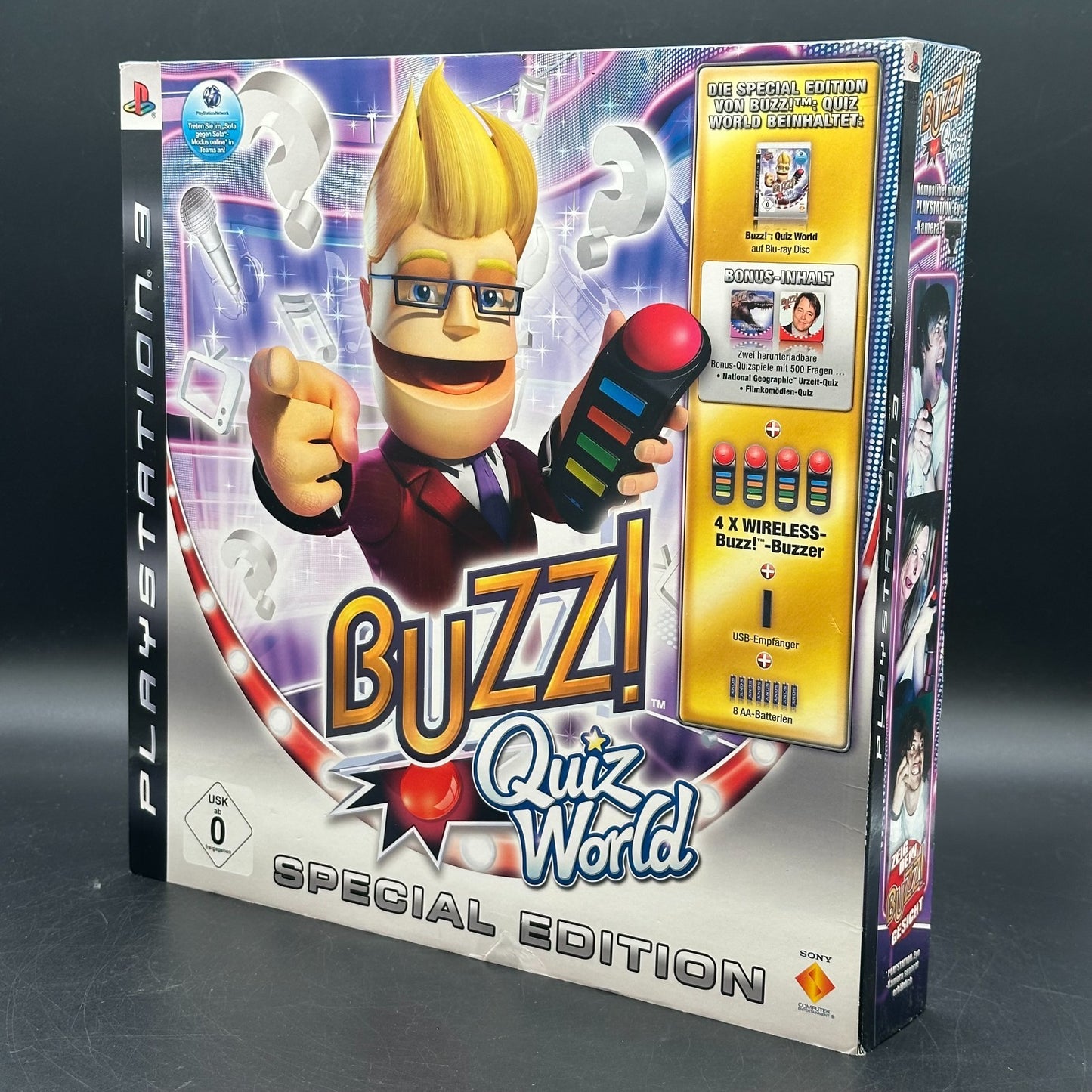 PS3 Buzz!: Quiz World Special Edition + 4 Wireless Buzzer + USB im Karton