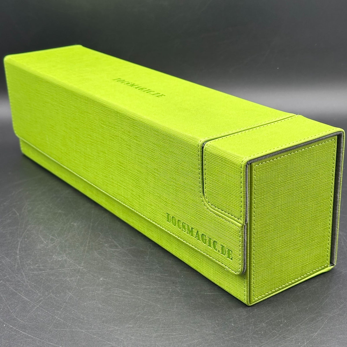 Docsmagic - Premium Magnetic Tray Long Box Green/Grey Large - Card Deck Storage