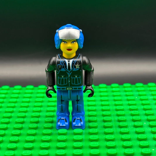 1x Lego Figur 4 Juniors Jack Stone Frau Polizistin schwarz blau js005