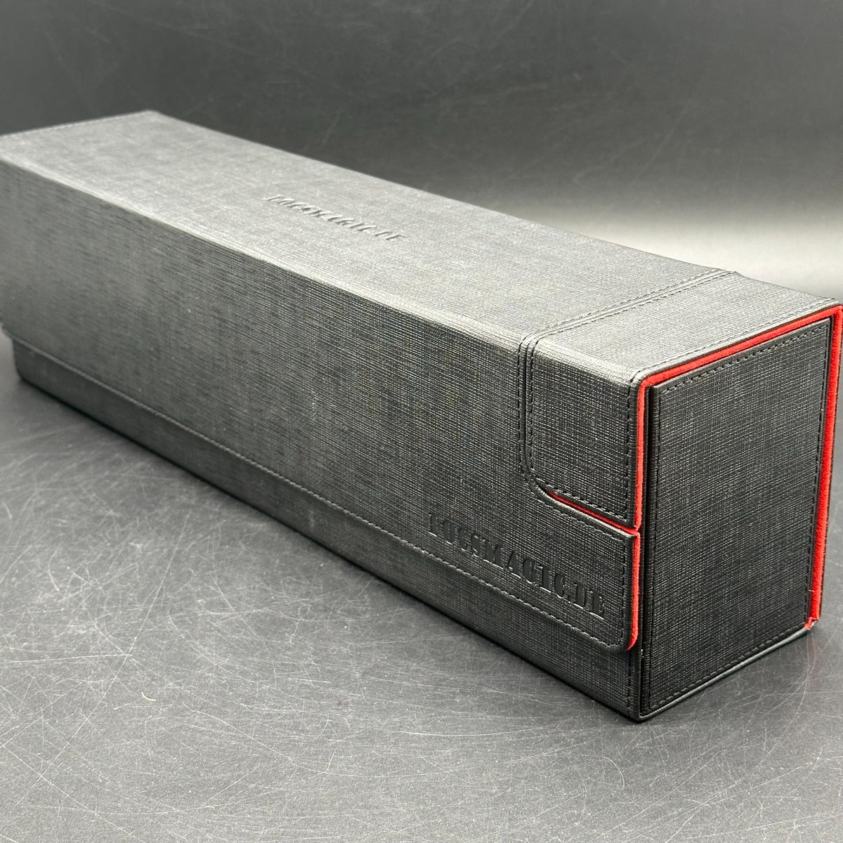 Docsmagic - Premium Magnetic Tray Long Box Black/Red Large - Card Deck Storage