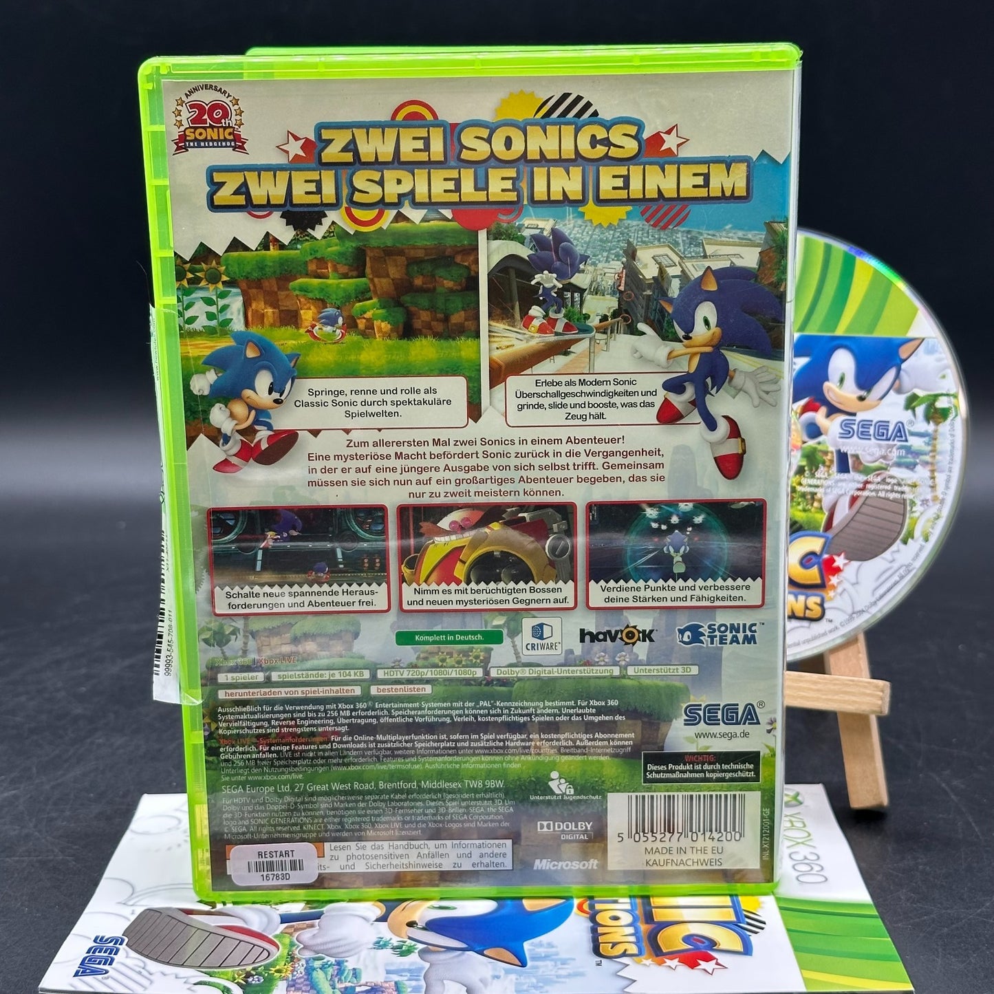Sonic Generations (Microsoft Xbox 360) - CD aufpoliert ✅