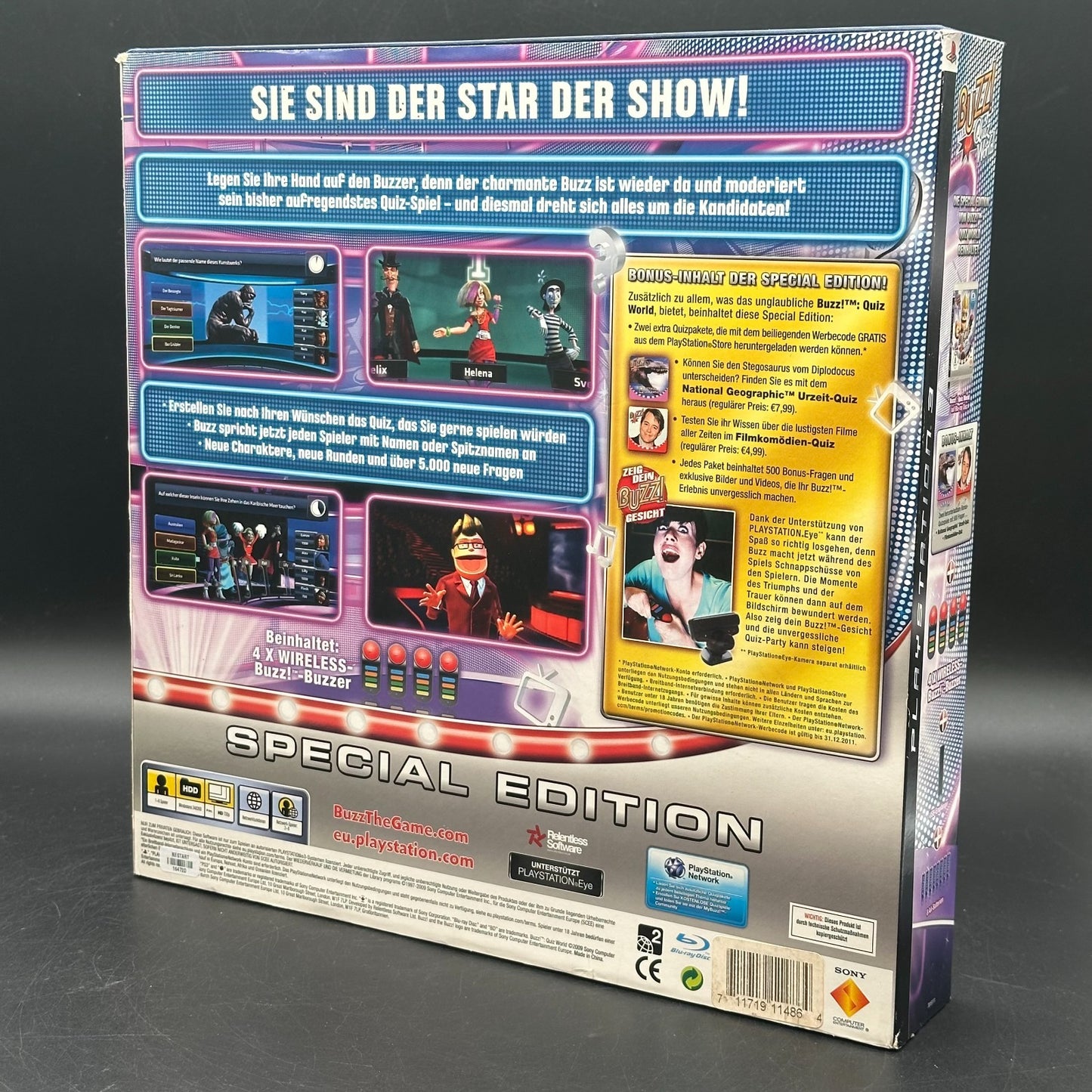 PS3 Buzz!: Quiz World Special Edition + 4 Wireless Buzzer + USB im Karton