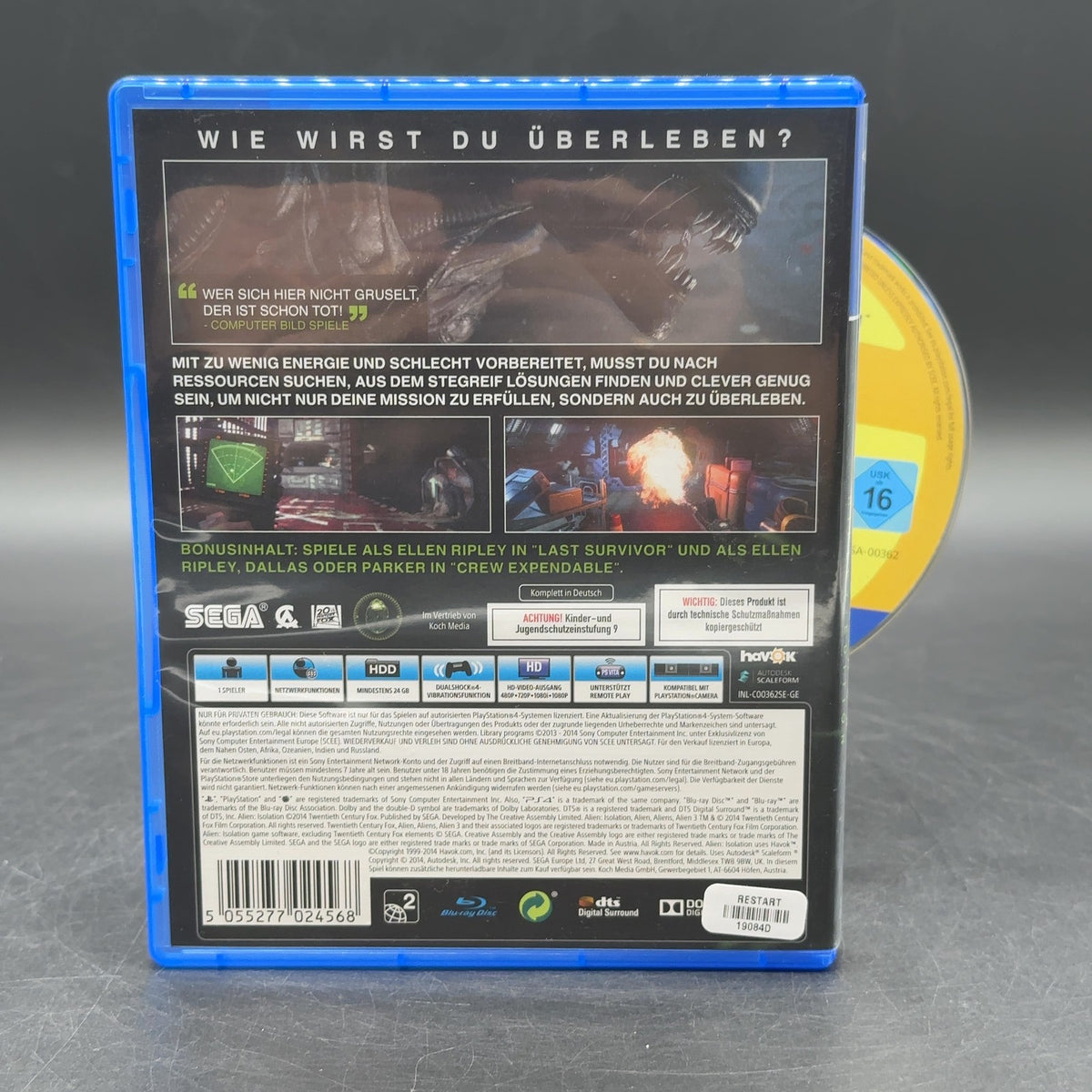 Alien: Isolation Sony PlayStation 4 PS4 PAL Spiel OVP Ripley Edition 2014 – Bild 2