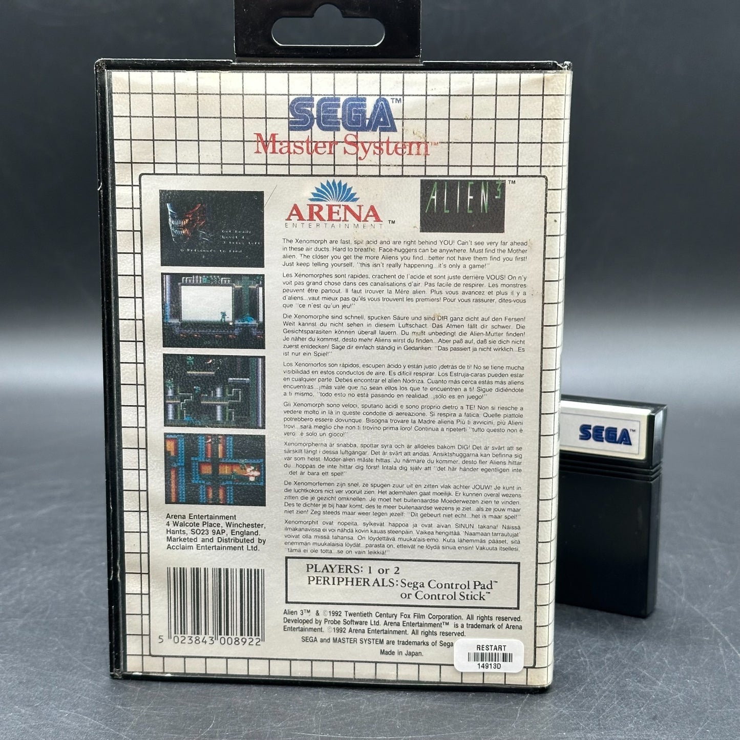 SEGA Master System Spiel - Alien 3 - ohne Anleitung
