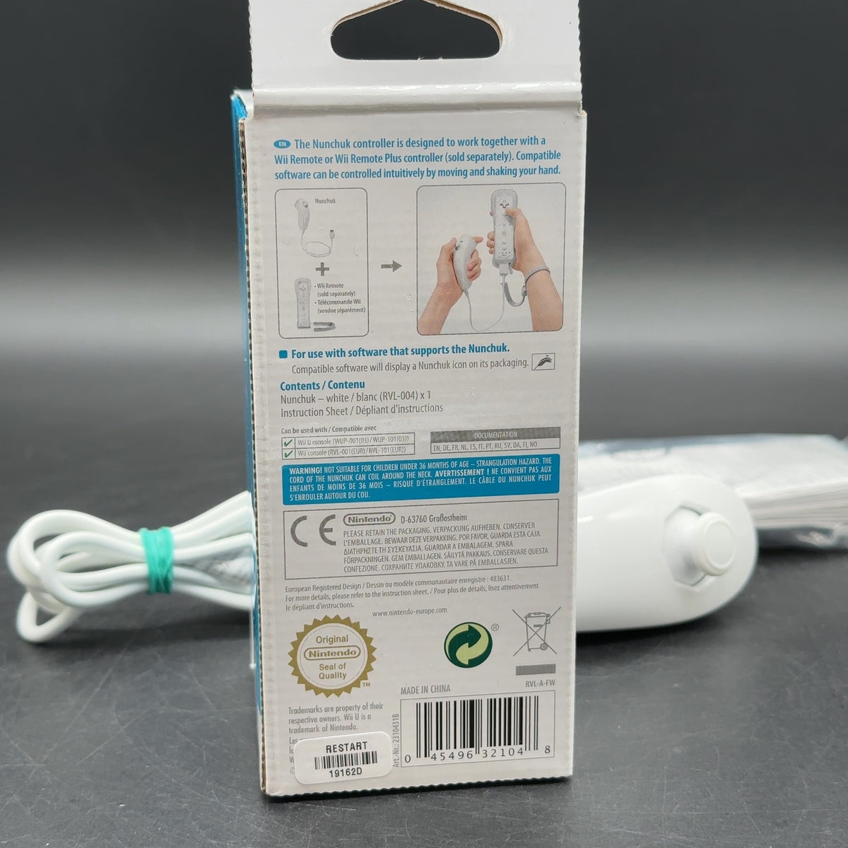 Original Nintendo Nunchuk Controller Wii U Weiß OVP – Bild 3
