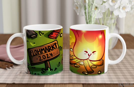 Klassische Tasse (Keramik) Flohmarkt-Camp großes Motiv